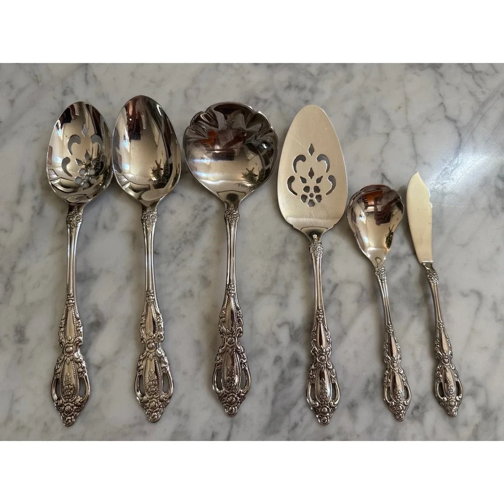 Oneida Monte Carlo Deluxe Stainless Ornate Pierced Hostess Serving Set 6pc